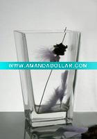 Wholesale Square V Glass Vase / Clear Glassware