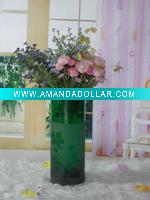 glass Straight tube vase with sandy decal