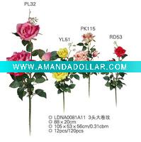 Wholesale 3 PCS silk artificial rose flower 88cm
