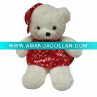 Wholesale red dressed stufffed plush bear 2011 hot