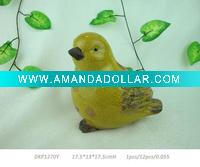 Wholesale ceramic yellow crackled glaze animal craft bird