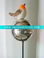 Polyresin Bird With Ball For Grden Plug Decoration Craft