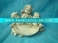 8"polyresin angels bird feeder