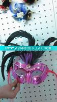 Wholesale Venetian MaRed Venetian Velvet Eyemask with feather