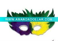 Wholesale Venetian MaRed Venetian Velvet Eyemask with feather