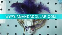 Wholesale Venetian MaRed Venetian Velvet Eyemask with feather