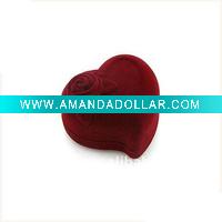 Wholesale Velvet Heart Shape Jewelry Box with Rose
