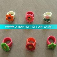 Wholesale flower beaded silicone finger ring for promotion