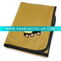 Wholesale Supper soft animals embroidered colar fleece baby blanket