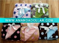 Wholesale Supper soft jacquard spot colar fleece baby blanket