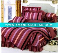 Wholesale Fancy stripe 100%cotton pigment printing 4pcs bedding set/pillow case/bed sheet/flat sheet/quilt cover(SXMM)