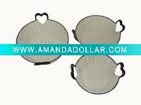 Plastic Rattan Round Fruit Basket with Heart Shape Handle