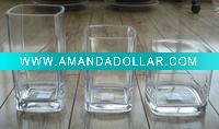 Clear glass square vase & candle holder