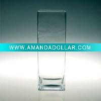 Wholesale clear glass square vase for flowers smart tall glass vase