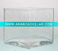 square clear glass vase