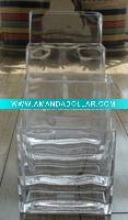 Clear glass rectangular vase & candle holders