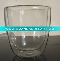 Wholesale double walled glass mugs, double wall glass cups 7oz 200ml