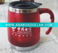 Wholesale 500ml stainless steel inner plastic outer coffee mug