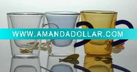 Wholesale pyrex glass coffee mugs double wall glass with handle