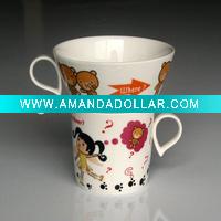 Wholesale ceramic children gift stacking coffee mug with heart handle