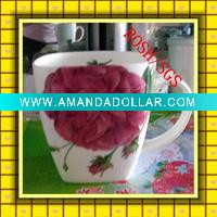 Flower Ceramic Coffee Mug with Handle
