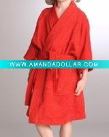 red 3/4 sleeve kids bathrobes