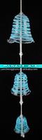 Glass wind chime with blue decorative pattern
