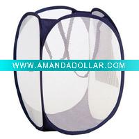 Wholesale mesh laundry basket/170T polyester+mesh/spring steel