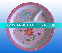 Wholesale 3 secction children divided melamine plate
