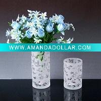 Cylinder glass vase with blow-sand design for home decor