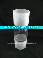 Wholesale cylinder glass vase in hot sale for home decoration bright glass with sand blasting surface and carvineg design