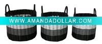 Wholesale pe pipe woven storage basket with self handle