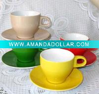 Wholesale promotion ceramic coffee cup with sacuer set
