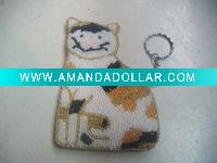 cat shaped mini coin purse with key ring