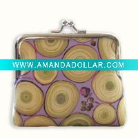 2012 Tree Rings mini Clutch coin Purse with silver metal frame closure