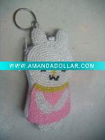 mini beaded rabbit coin purses with key ring