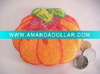Pumpkin shaped beaded coin purse