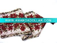christmas red flower cotton polyester jacquard table runner
