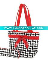 Wholesale Houndstooth Insulated Lunch Tote Bag in box cooler