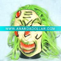 Wholesale long hair halloween devil mask/ funny party mask
