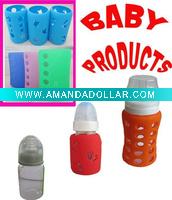 Wholesale sell glass baby bottle and silicone sleeves