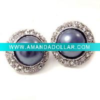 Wholesale Pearl Rondelle Clip Earrings