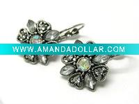 Wholesale Crystal deco flower french clip earring