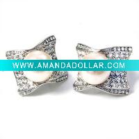 Wholesale Charming rhodium plated curvy square clip earrings