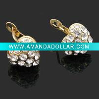 Wholesale jewelry ,metal heart crystal clip earring JLE-10020