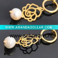 Wholesale AE021 Fashion rose freshwater pearl earring