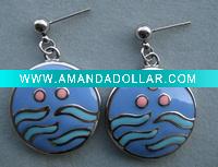 Wholesale 316L stainless steel colored expoy clip-on dangled drop earrings