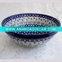 Wholesale Blue With Prints Ceramic Bowl