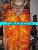 Wholesale Yellow w/Orange Tips Feather Boa, party costume feather boa
