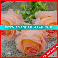 Wholesale long stem artificial rose yarn flower